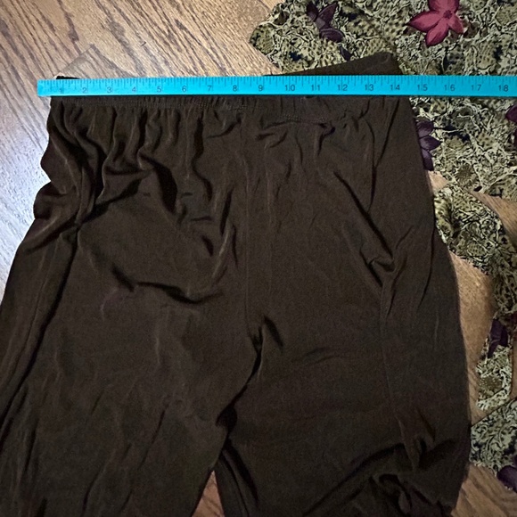 Womens 3 Piece Skirt pants Top Set Floral Comfort Stretch NYPL Brown L - Picture 9 of 16